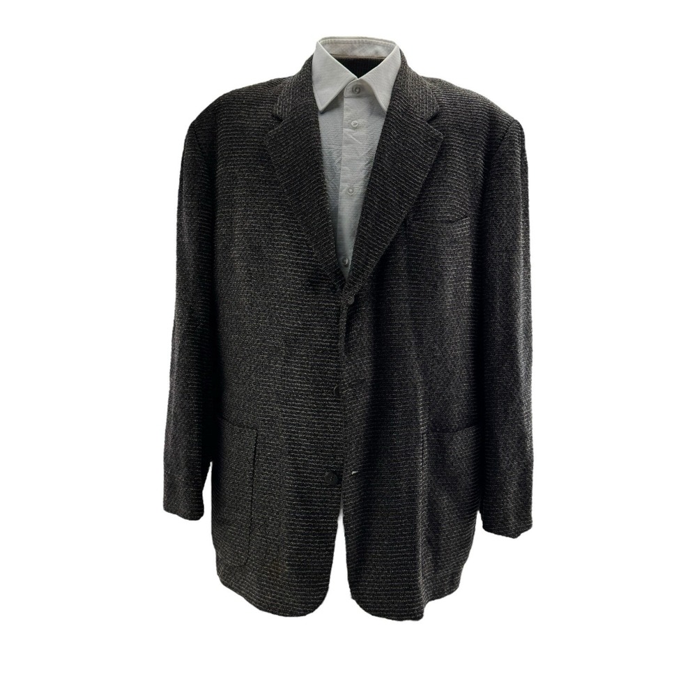 Jhane Barnes 3 Button High Twisted Wool Rayon Blazer Men's Sz 44R Green & Brown